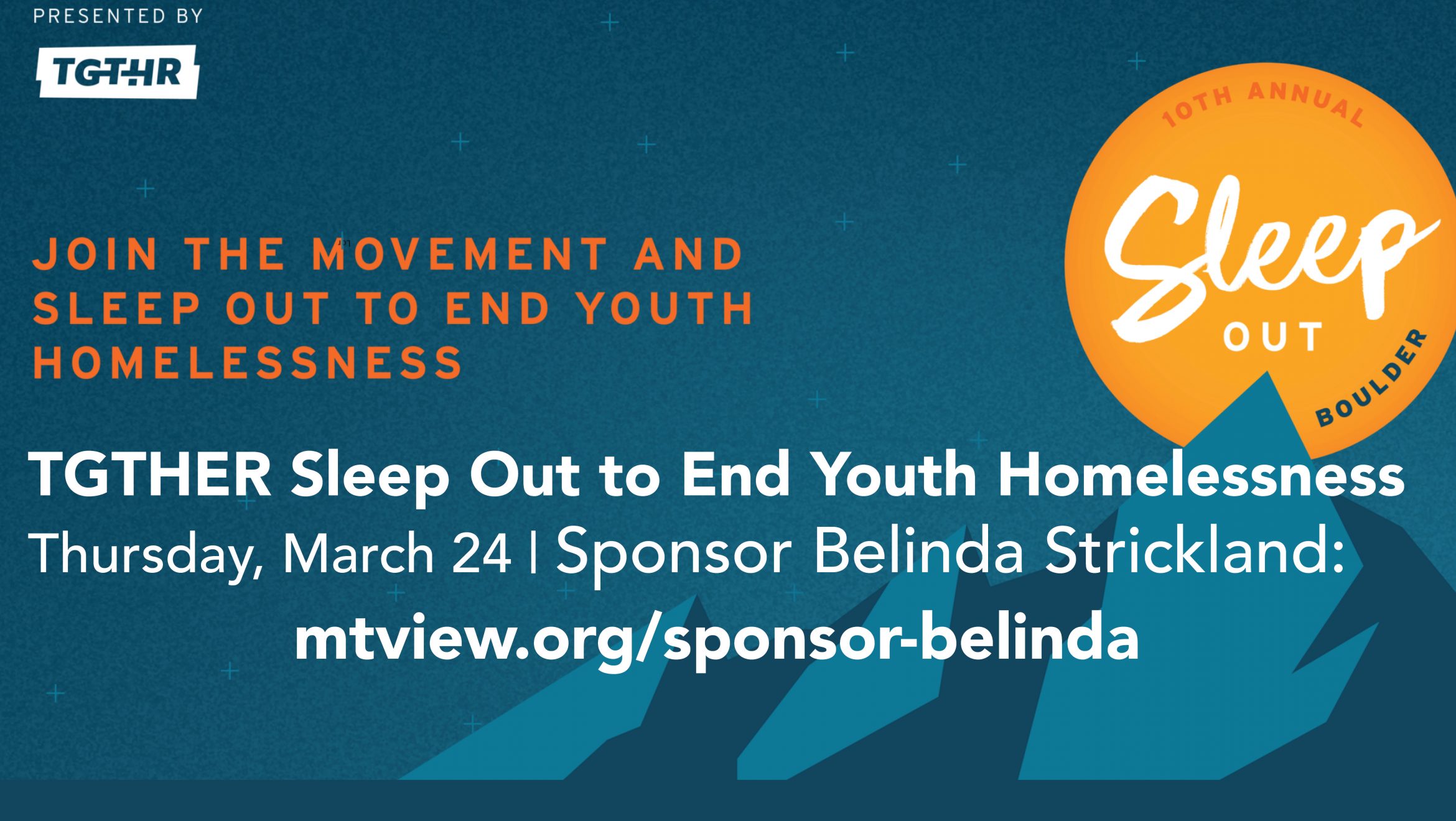 Sponsor Belinda in the TGTHR Sleep Out to End Youth Homelessness